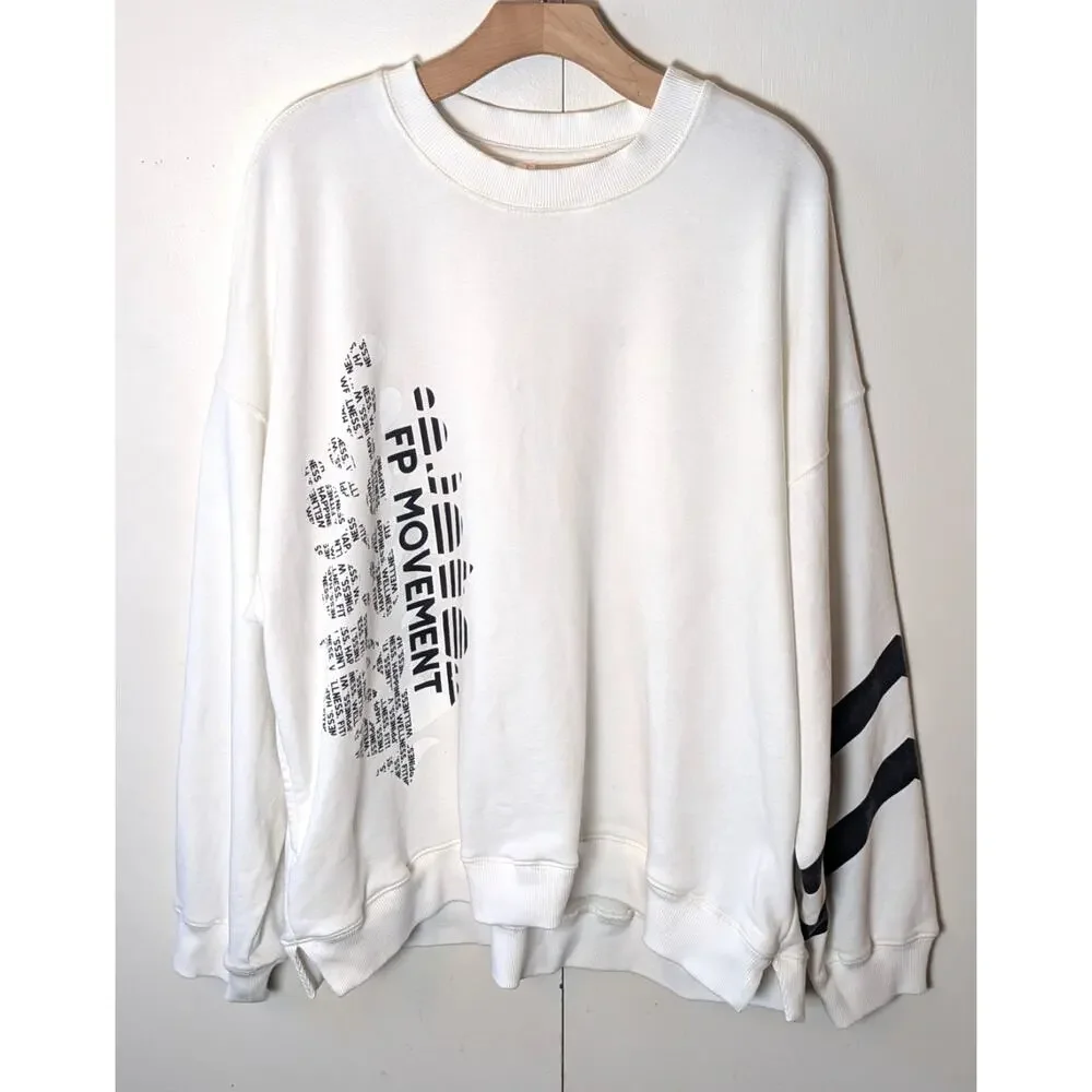 Free People All Star Buti Logo Ivory Pullover Large